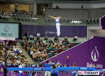 Bakı-2015 Avropa Oyunları çərçivəsində batut gimnastikası üzrə kişilər və qadınlar arasında təsnifat yarışları. Azərbaycan, 17 iyun 2015 